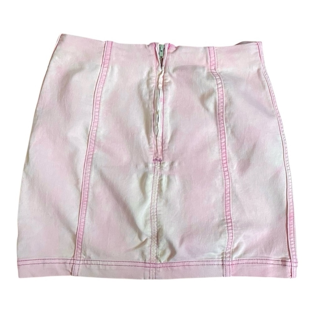 Free People Modern Femme Acid Wash Womens Mini skirt Pink size 6 boho beach Jean - Picture 3 of 5